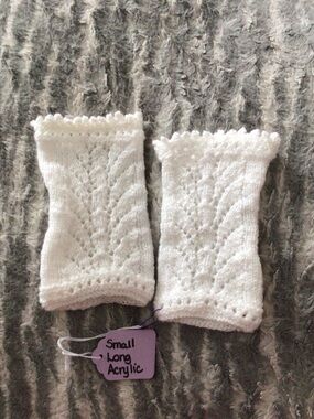 White Knit Acrylic Wrist Warmers - Small